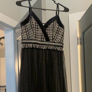 JORYA Black Crystal Embellished Long Prom Dress